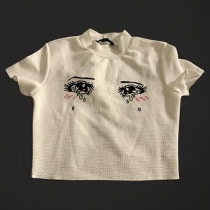 Sad Anime Girl Eyes Crop Top